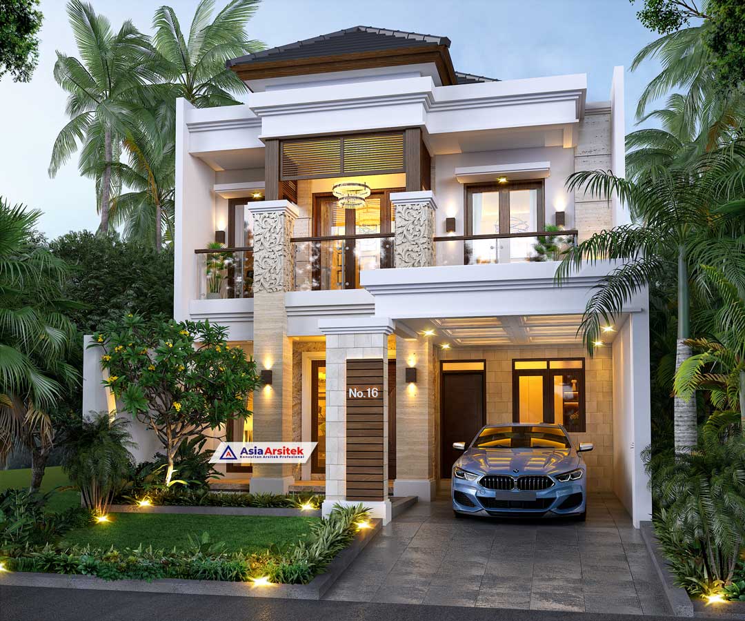Jasa Arsitek Desain Rumah Tropis Modern Bali 2 Lantai di Karawaci Tangerang