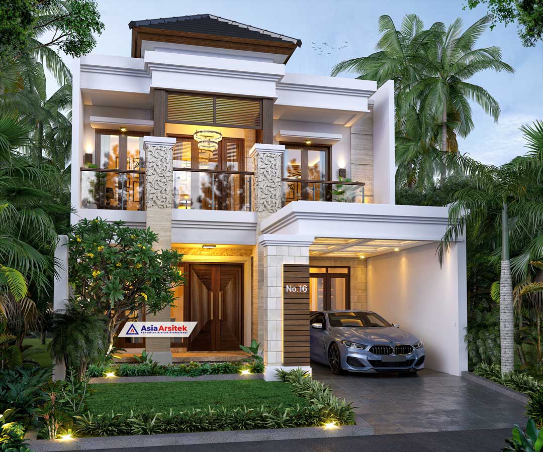 Jasa Arsitek Desain Rumah Tropis Modern Bali 2 Lantai di Karawaci Tangerang