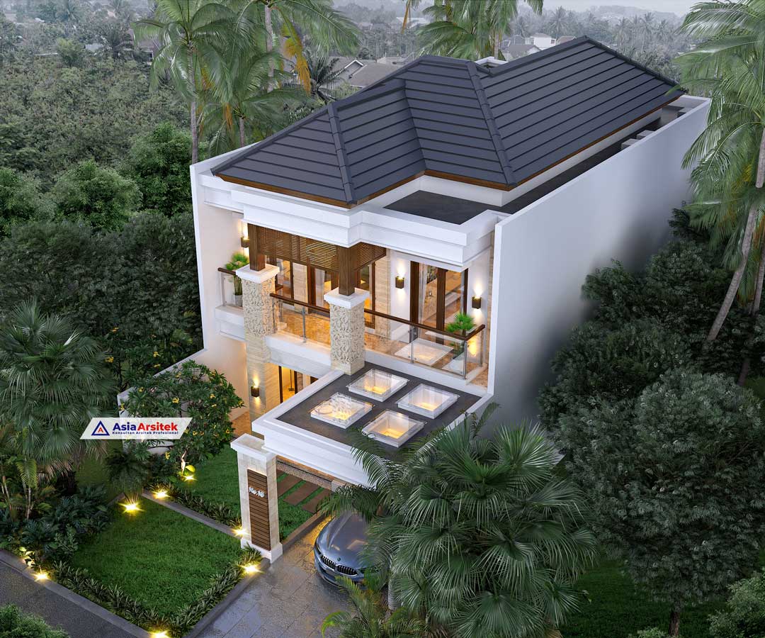 Jasa Arsitek Desain Rumah Tropis Modern Bali 2 Lantai di Karawaci Tangerang