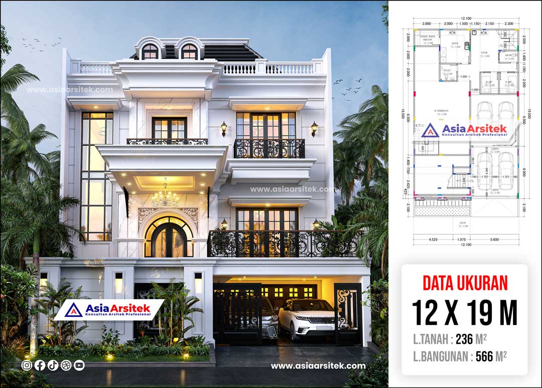 Jasa Arsitek Desain Rumah Tropis Modern 2 Lantai di Kebon Jeruk Jakarta Barat