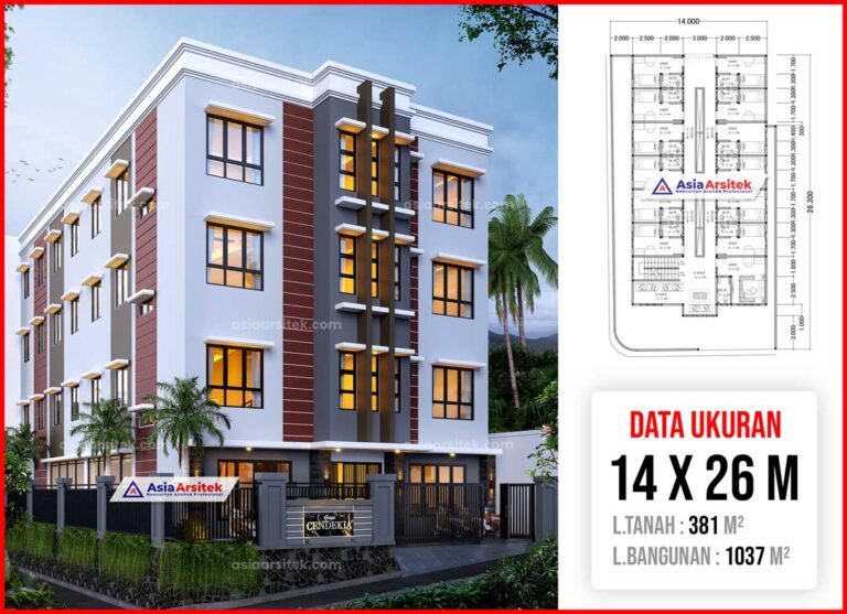 Jasa Arsitek Desain Rumah Kost Kosan 4 Lantai 39 Kamar di Kota Depok Jawa Barat