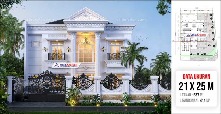 Jasa Arsitek Desain Rumah Mewah Klasik 2 Lantai di Cakung Jakarta Timur