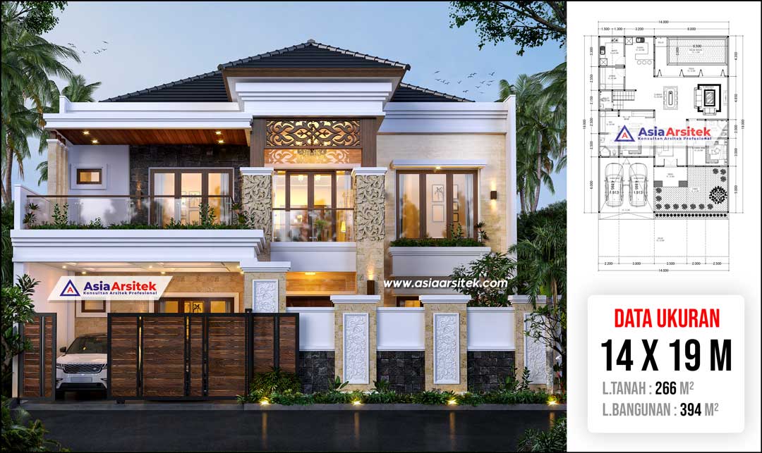 Jasa Arsitek Desain Rumah Tropis Modern 2 Lantai di Banjarmasin Kalimantan Selatan