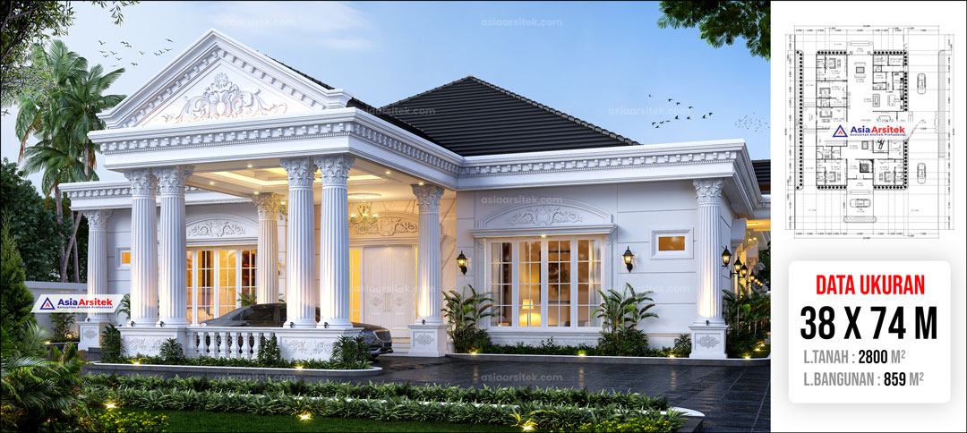 Jasa Arsitek Desain Rumah Mewah Klasik 1 Lantai di Pebayuran Bekasi
