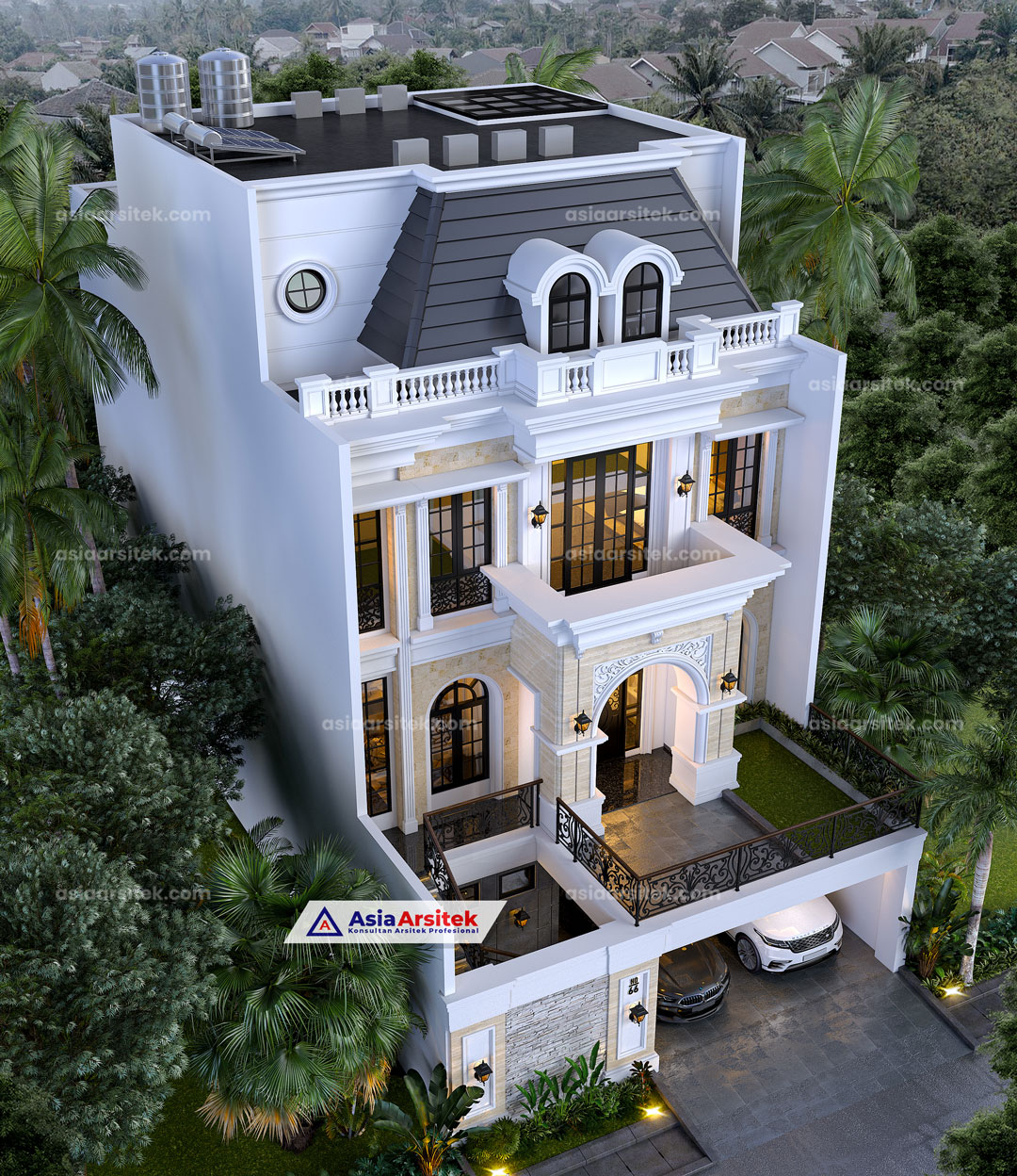 Jasa Arsitek Desain Rumah Tropis Modern 4 Lantai di PIK Jakarta Utara