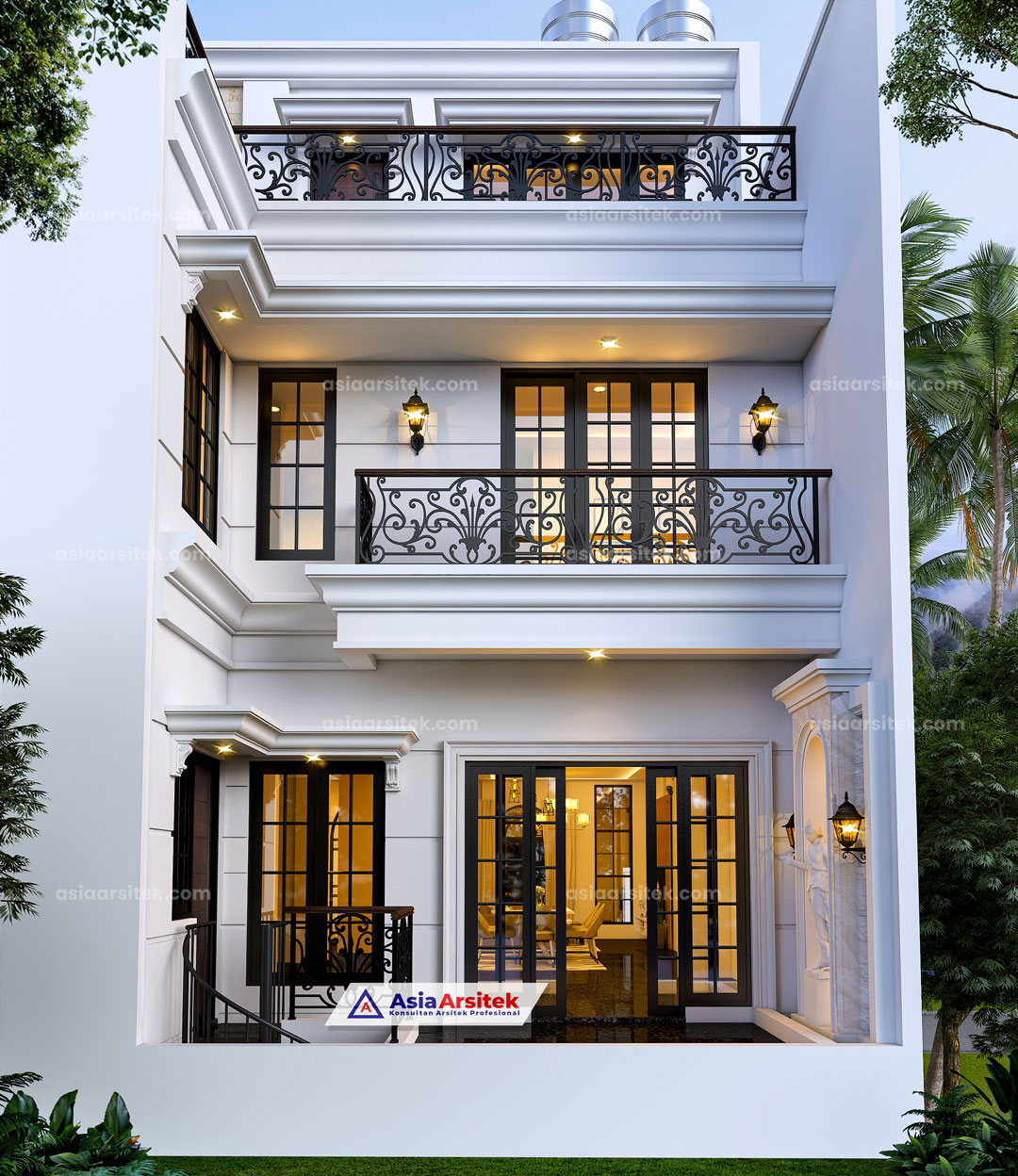 Jasa Arsitek Desain Rumah Tropis Modern 4 Lantai di PIK Jakarta Utara