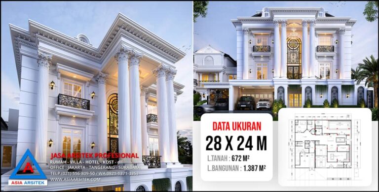 Jasa Arsitek Desain Rumah Klasik Mewah 3 Lantai di Cikupa Tangerang