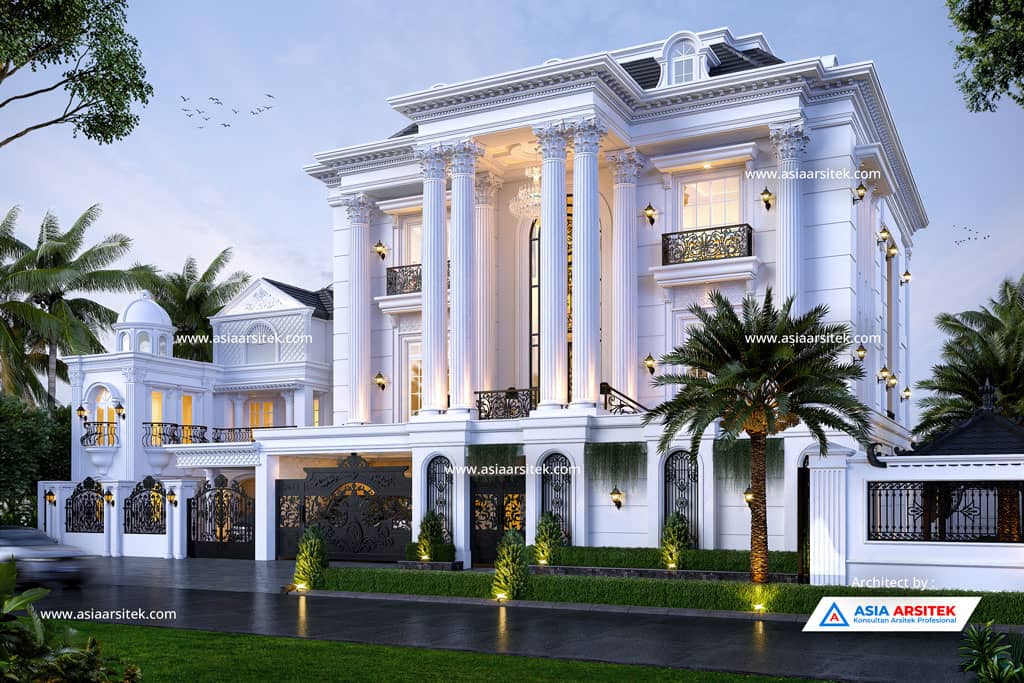 Jasa Arsitek Desain Rumah Klasik Mewah 3 Lantai di Cikupa Tangerang