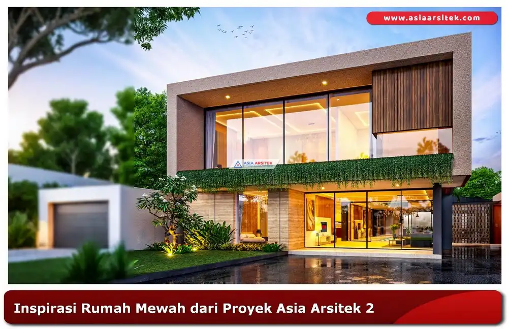 Desain rumah mewah modern minimalis dengan pencahayaan malam