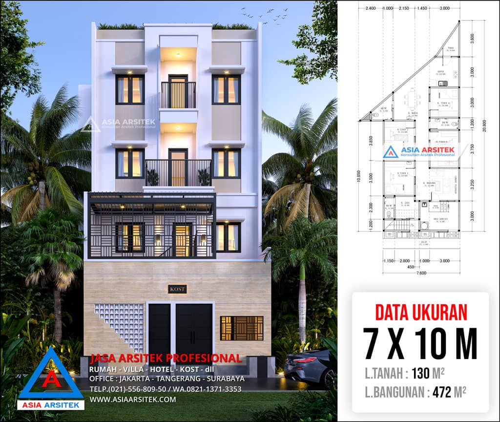 Jasa Arsitek Desain Kos Kosan 4 Lantai di Menteng Jakarta Pusat