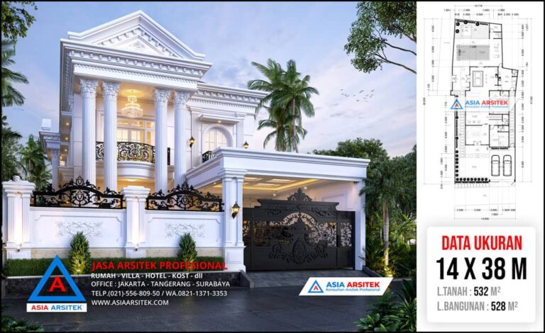 Jasa Arsitek Desain Rumah Mewah Klasik 2 Lantai di Kota Gunungsitoli Sumatera Utara