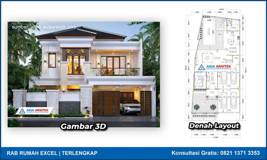 RAB Rumah Excel 2 Lantai