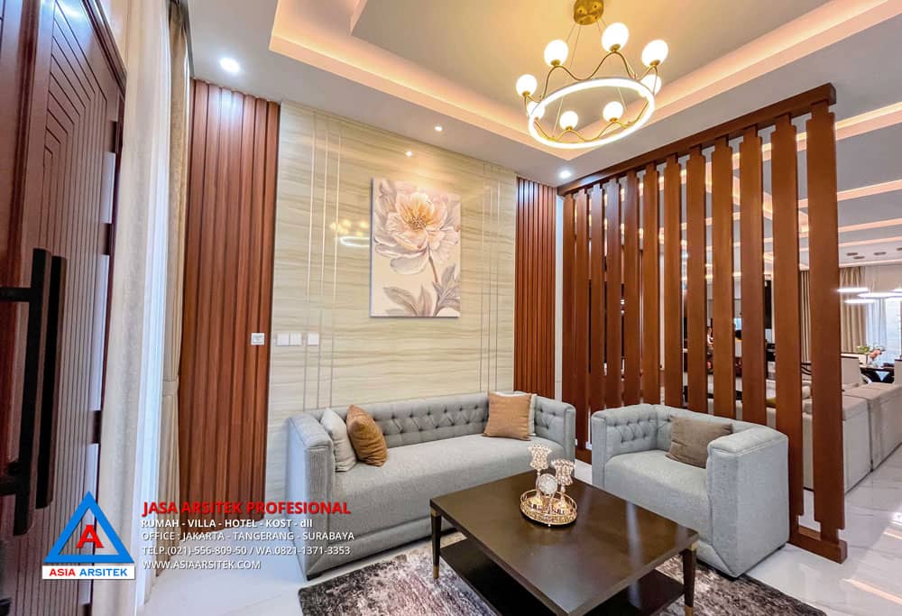 Pembangunan Rumah Tropis Modern 1 Lantai 21x30 di Jakarta Timur Ruang Tamu