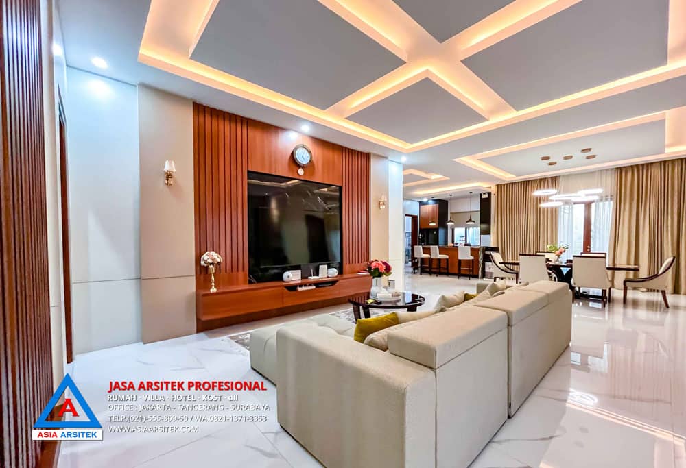 Pembangunan Rumah Tropis Modern 1 Lantai 21x30 di Jakarta Timur Ruang Keluarga