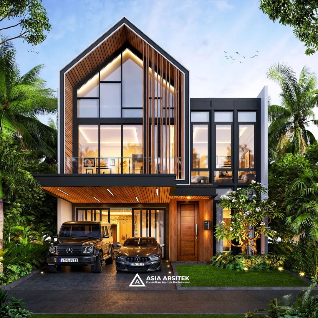 Desain Rumah Scandinavian 2 Lantai di lahan 10x15 meter tampak depan