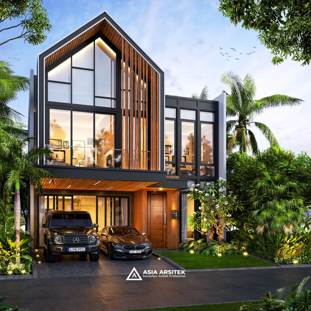 Desain Rumah Scandinavian 2 Lantai di lahan 10x15 meter sudut kiri