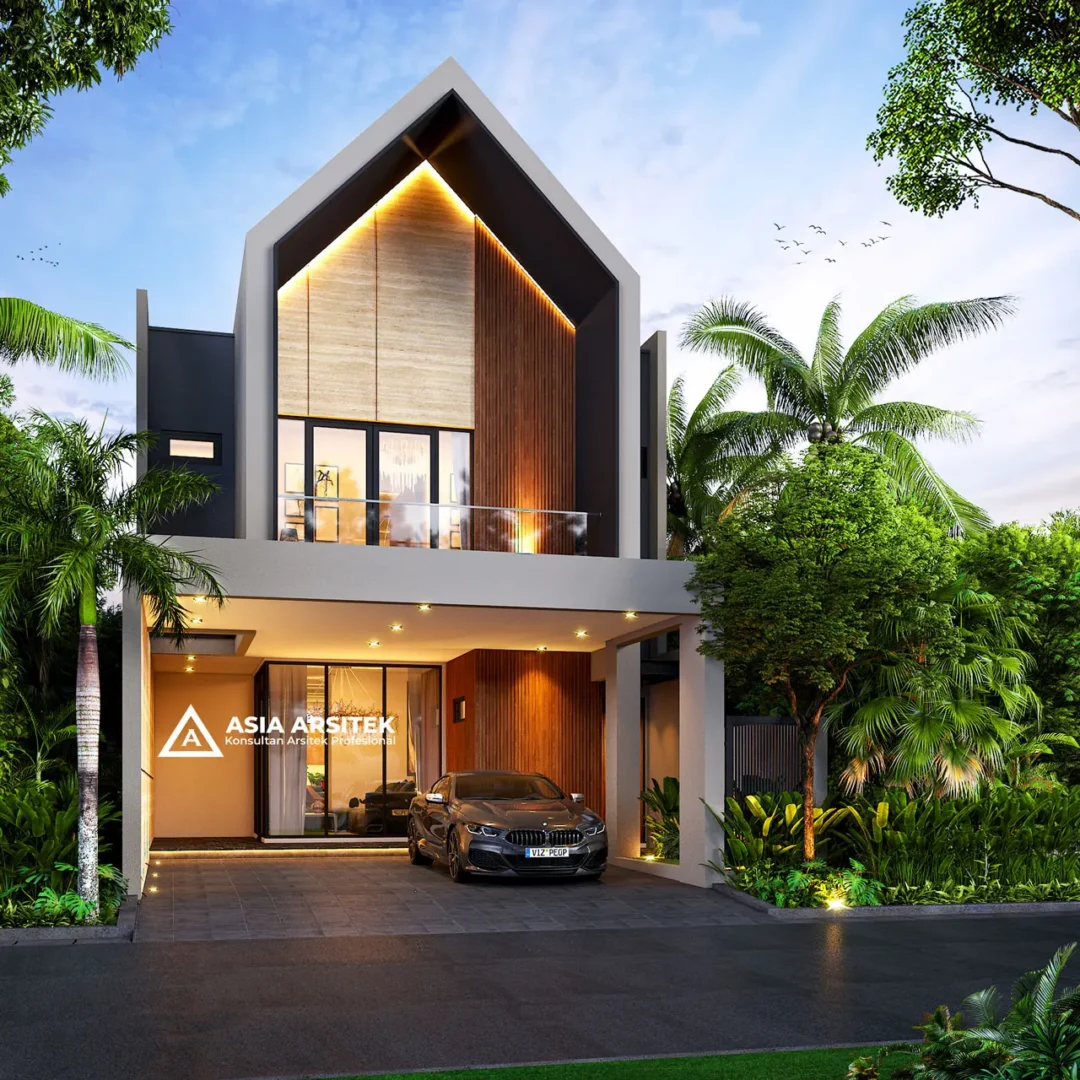 Desain Rumah Scandinavian 2 Lantai di lahan 8x25 meter sudut kiri