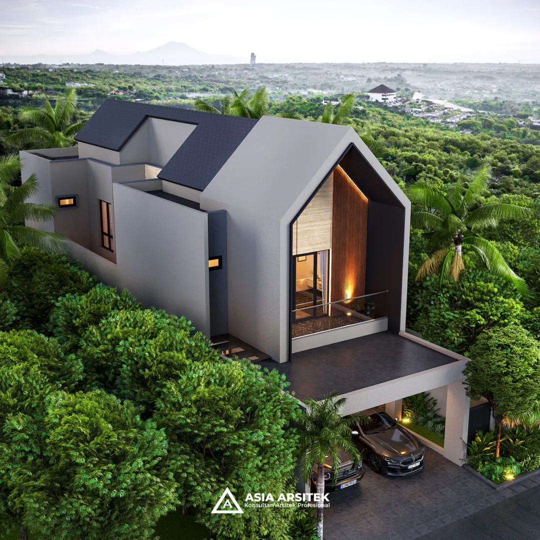 Desain Rumah Scandinavian 2 Lantai di lahan 8x25 meter tampak atas