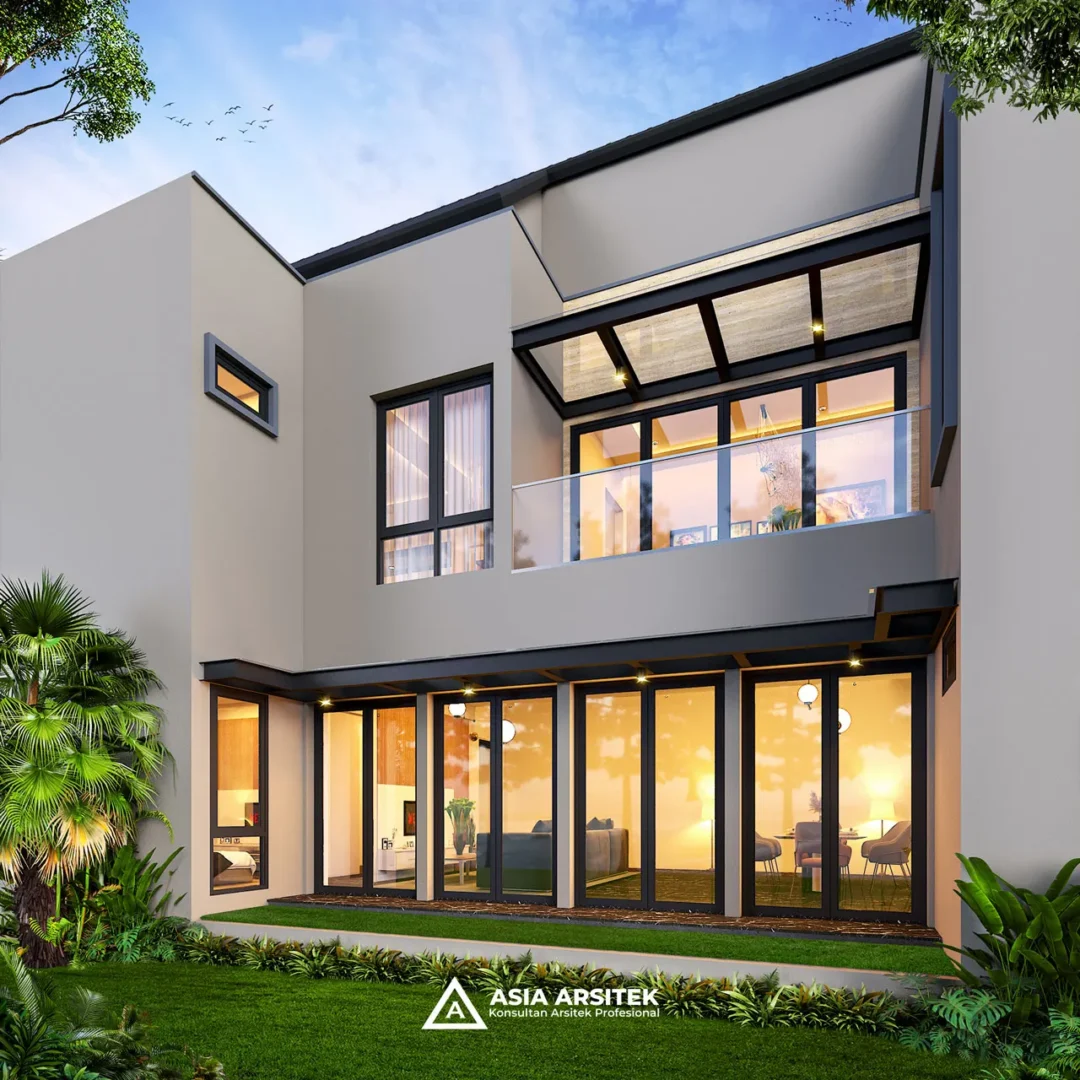 Desain Rumah Scandinavian 2 Lantai di lahan 8x25 meter belakang