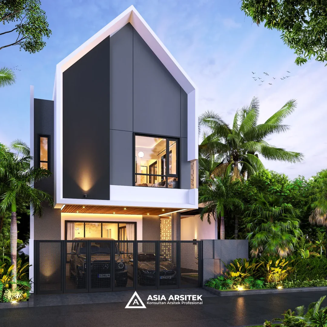 Desain Rumah Scandinavian 2 Lantai di lahan 9x18 meter sudut kiri