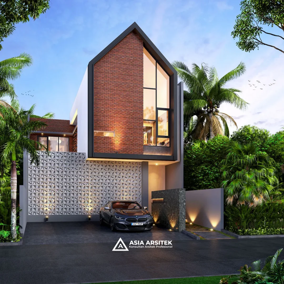 Desain Rumah Scandinavian 2 Lantai di lahan 9x20 meter sudut kiri