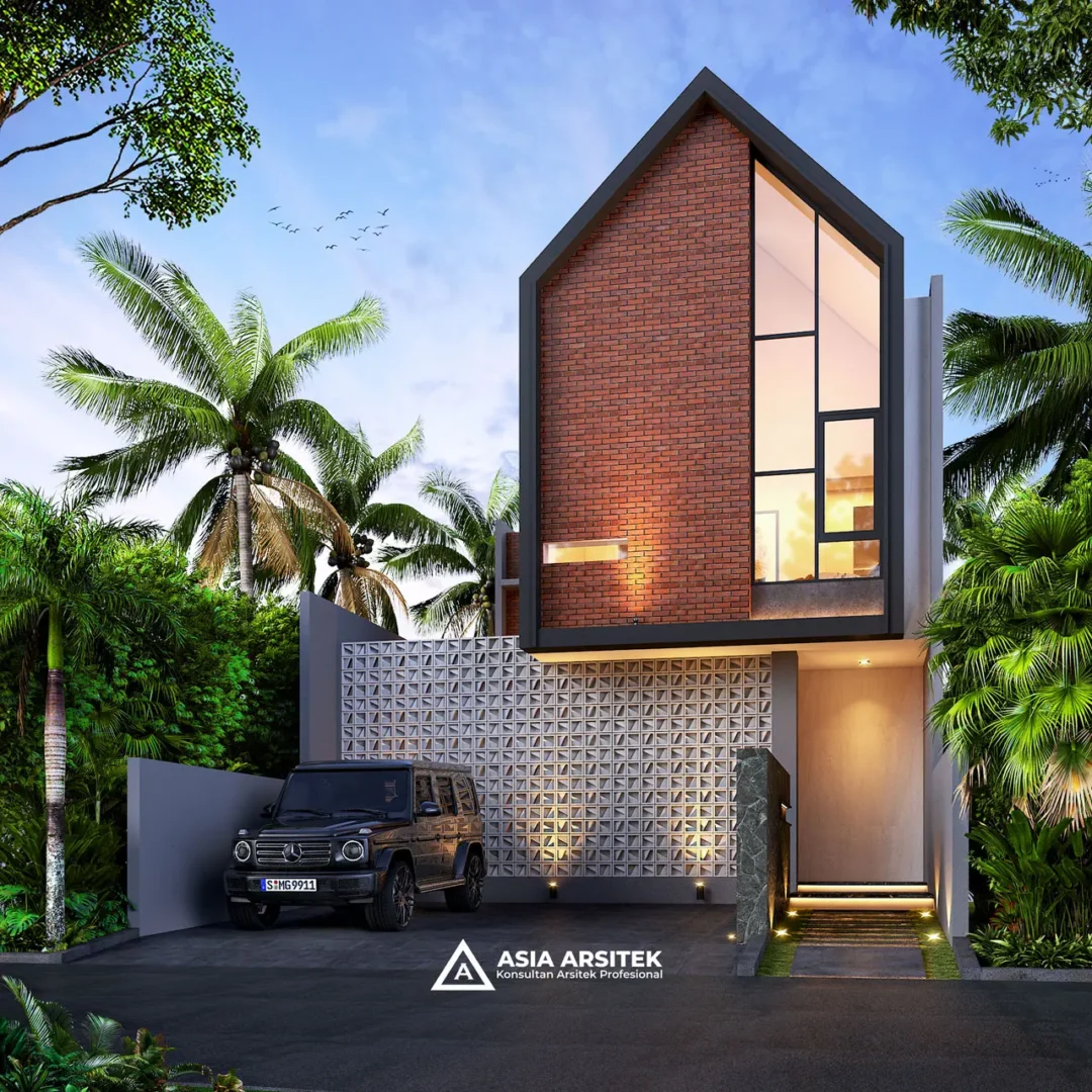 Desain Rumah Scandinavian 2 Lantai di lahan 9x20 meter sudut kanan