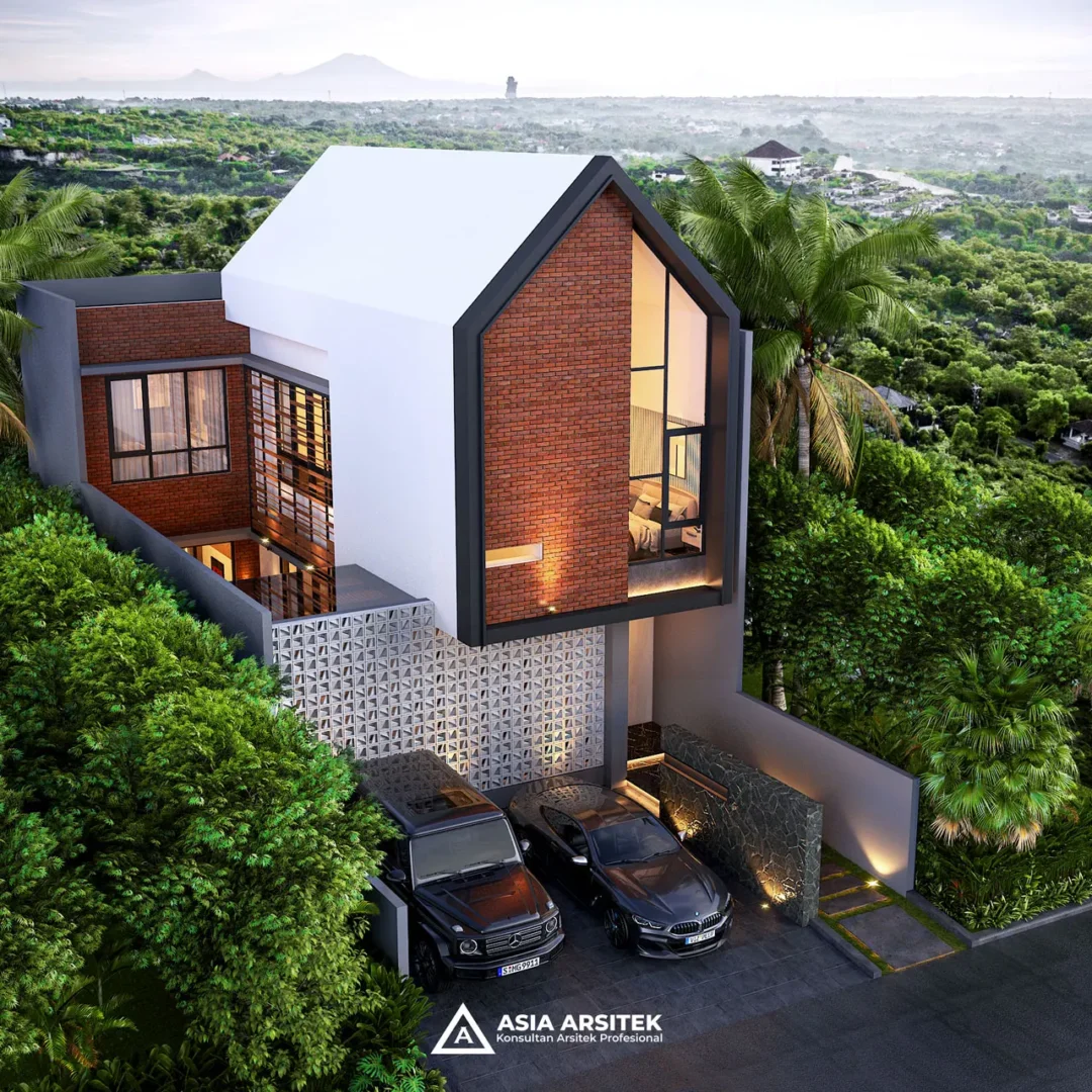 Desain Rumah Scandinavian 2 Lantai di lahan 9x20 meter tampak atas