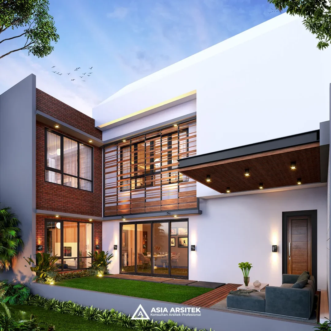 Desain Rumah Scandinavian 2 Lantai di lahan 9x20 meter belakang