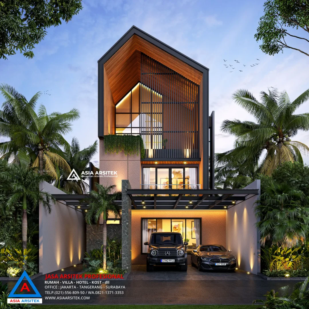 Desain Rumah Scandinavian 3 Lantai Tampak Depan
