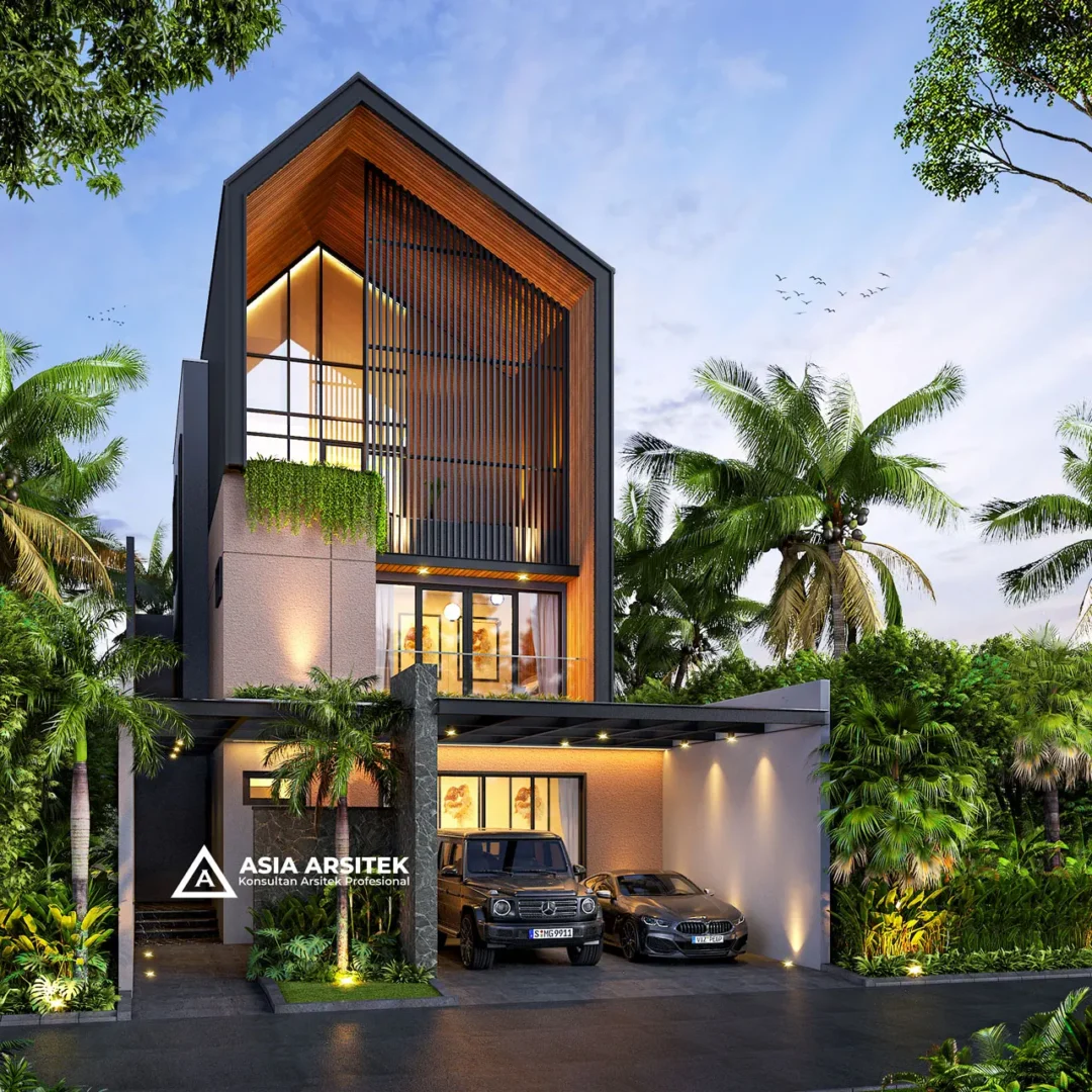 Desain Rumah Scandinavian 3 Lantai di lahan 10x20 meter sudut kiri