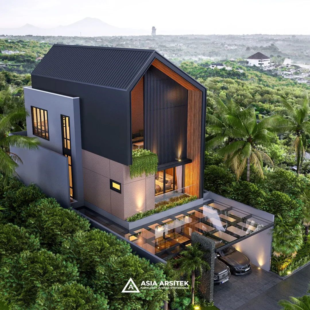 Desain Rumah Scandinavian 3 Lantai di lahan 10x20 meter tampak atas