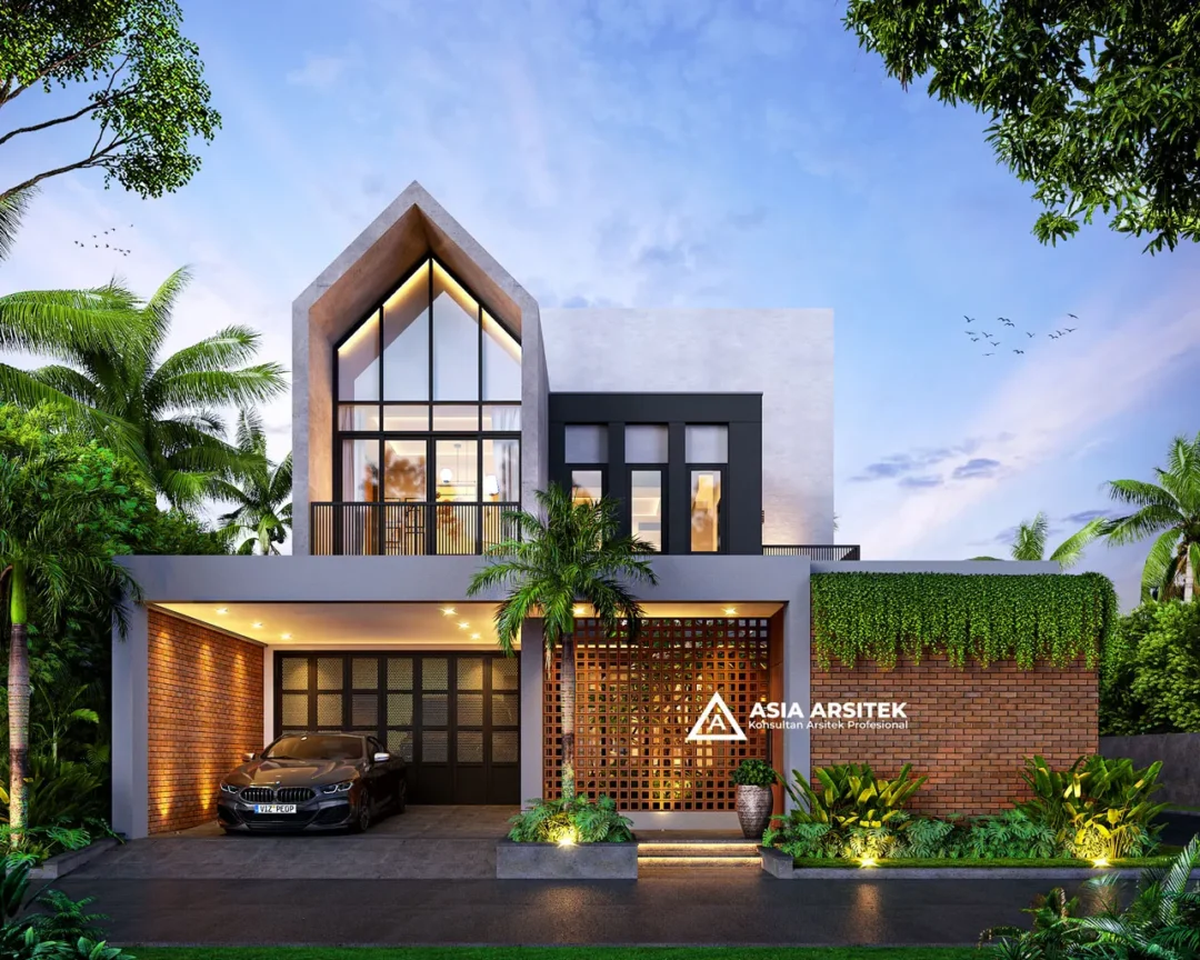 Desain Rumah Scandinavian 3 Lantai di lahan 12x20 meter tampak depan