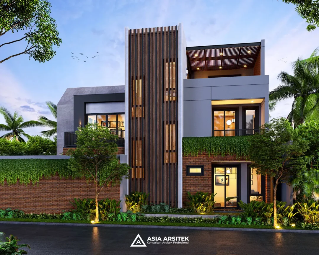 Desain Rumah Scandinavian 3 Lantai di lahan 12x20 meter kanan tanpa pagar