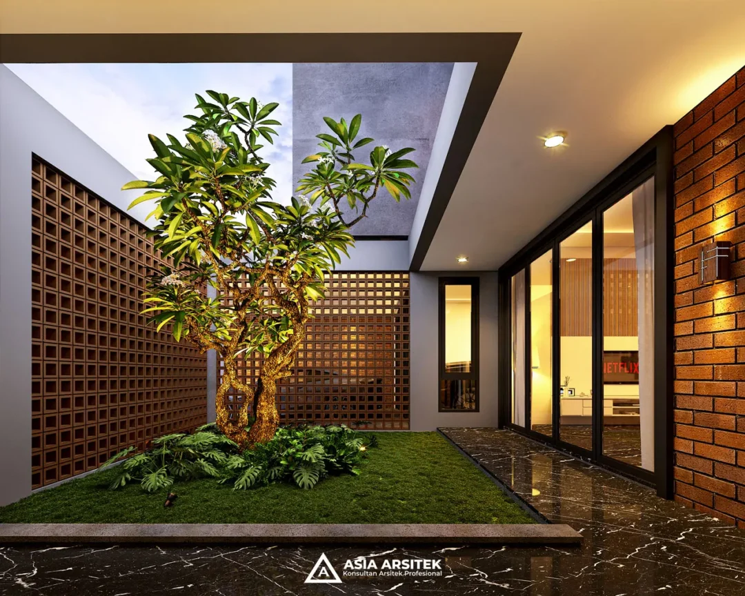 Desain Rumah Scandinavian 3 Lantai di lahan 12x20 meter taman