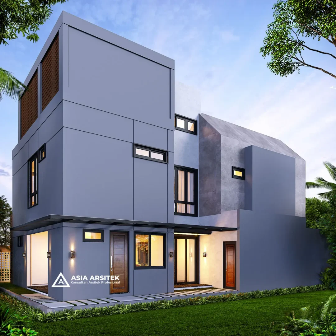 Desain Rumah Scandinavian 3 Lantai di lahan 12x20 meter belakang