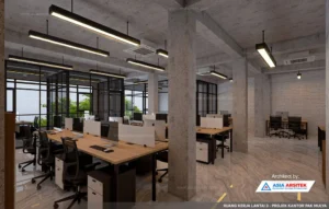 Jasa Arsitek Desain Kantor 5 Lantai di Gambir Jakarta Pusat ruang kerja lantai 2