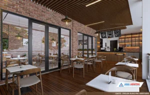 Jasa Arsitek Desain Ruko 2 Lantai di Dompu Nusa Tenggara Barat cafe indoor