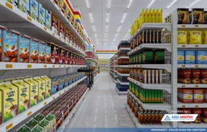 Jasa Arsitek Desain Ruko 2 Lantai di Dompu Nusa Tenggara Barat dalam minimarket