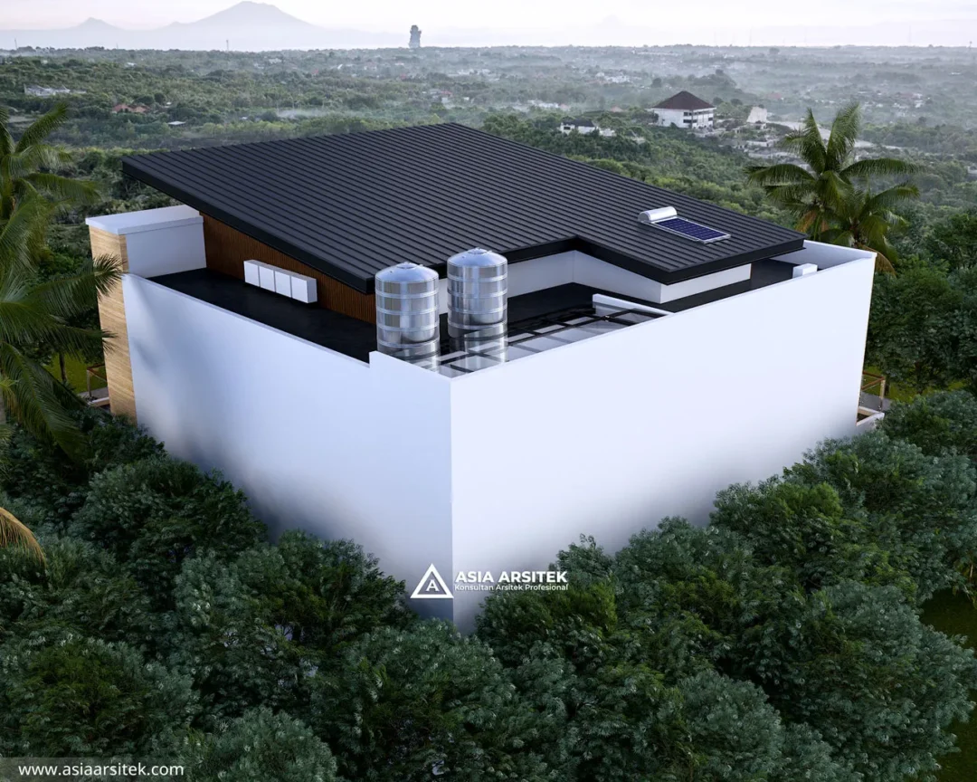 Jasa Arsitek Desain Rumah Minimalis Modern di Cileungsi Bogor tampak atas belakang