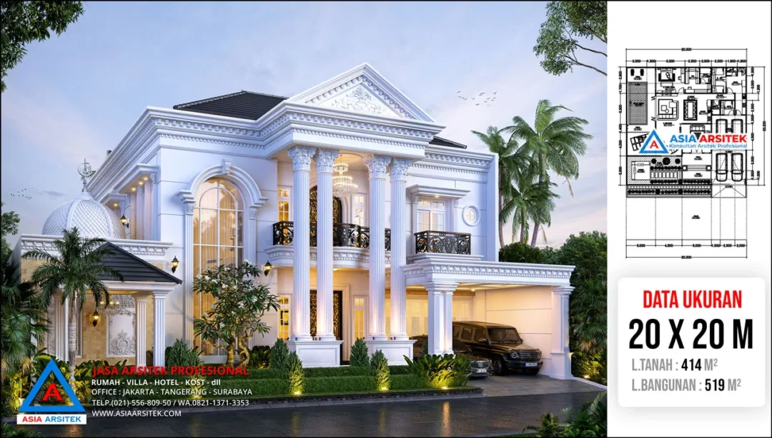 Jasa Desain Rumah Mewah Klasik 2 Lantai di Sawangan Depok cover