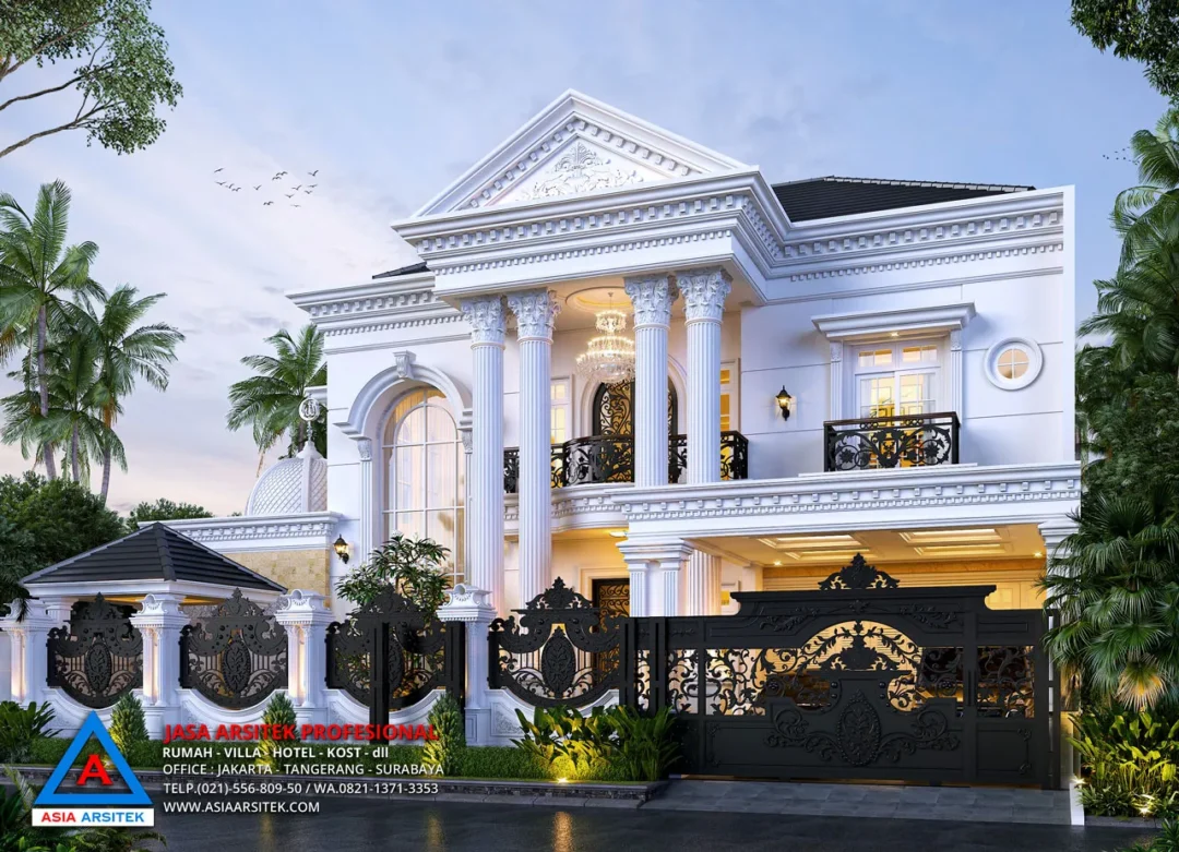 Jasa Desain Rumah Mewah Klasik 2 Lantai di Sawangan Depok sudut kanan