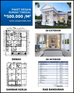 Jasa Arsitek Desain Rumah Mewah Klasik 1 Lantai di Pinrang Sulawesi Selatan harga desain rumah