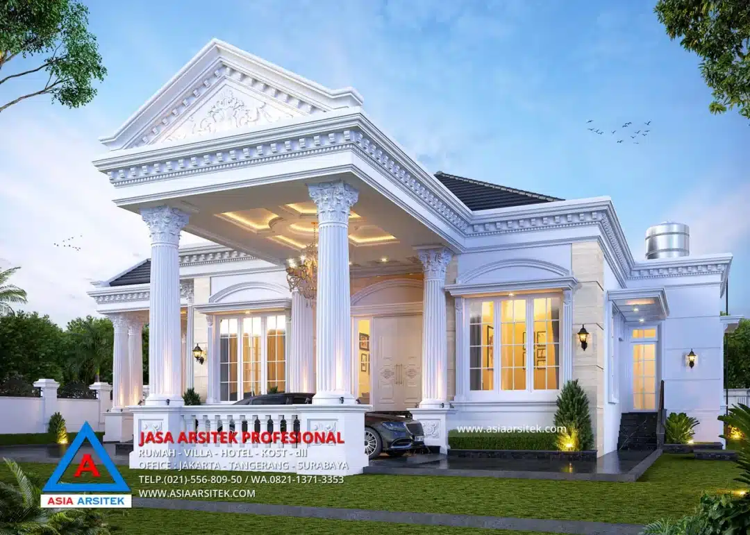 Jasa Arsitek Desain Rumah Mewah Klasik 1 Lantai di Pinrang Sulawesi Selatan samping kanan