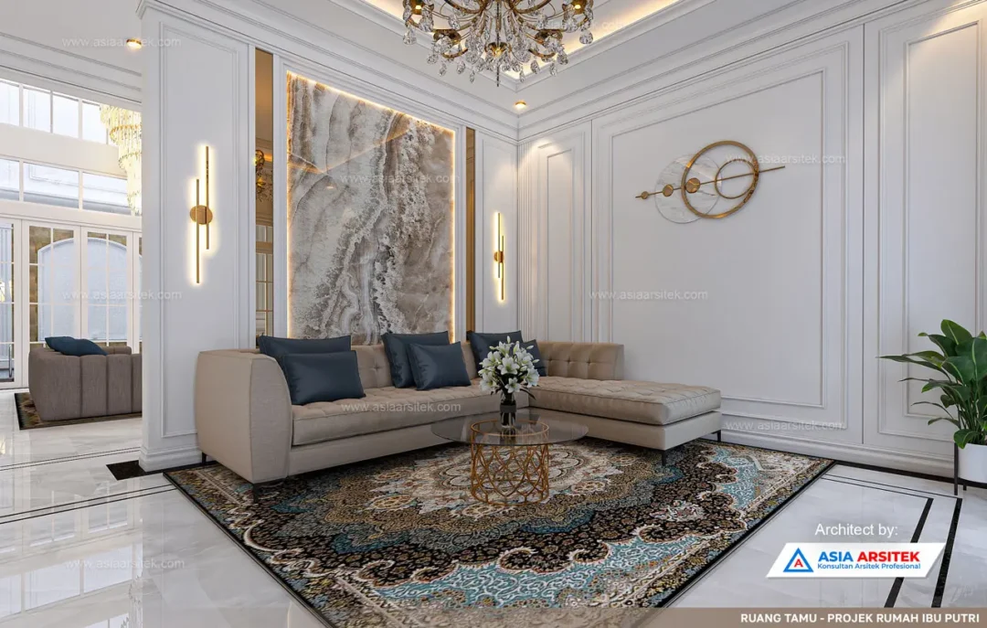 Jasa Arsitek Desain Rumah Mewah Klasik 2 Lantai di BSD living room