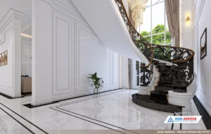 Jasa Arsitek Desain Rumah Mewah Klasik 2 Lantai di BSD area tangga