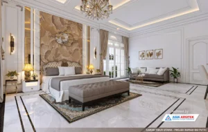 Jasa Arsitek Desain Rumah Mewah Klasik 2 Lantai di BSD kamar tidur utama