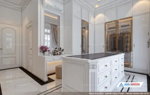 Jasa Arsitek Desain Rumah Mewah Klasik 2 Lantai di BSD walk in closet