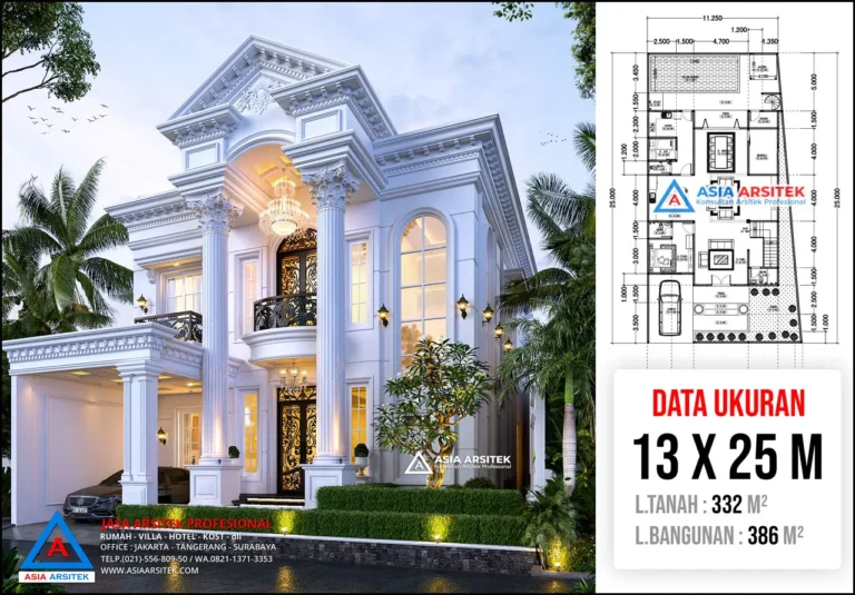 Jasa Arsitek Desain Rumah Mewah Klasik 2 Lantai di Palembang