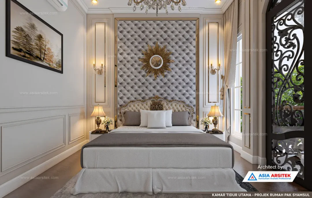 Jasa Arsitek Desain Rumah Mewah Klasik 2 Lantai di Palembang kamar utama