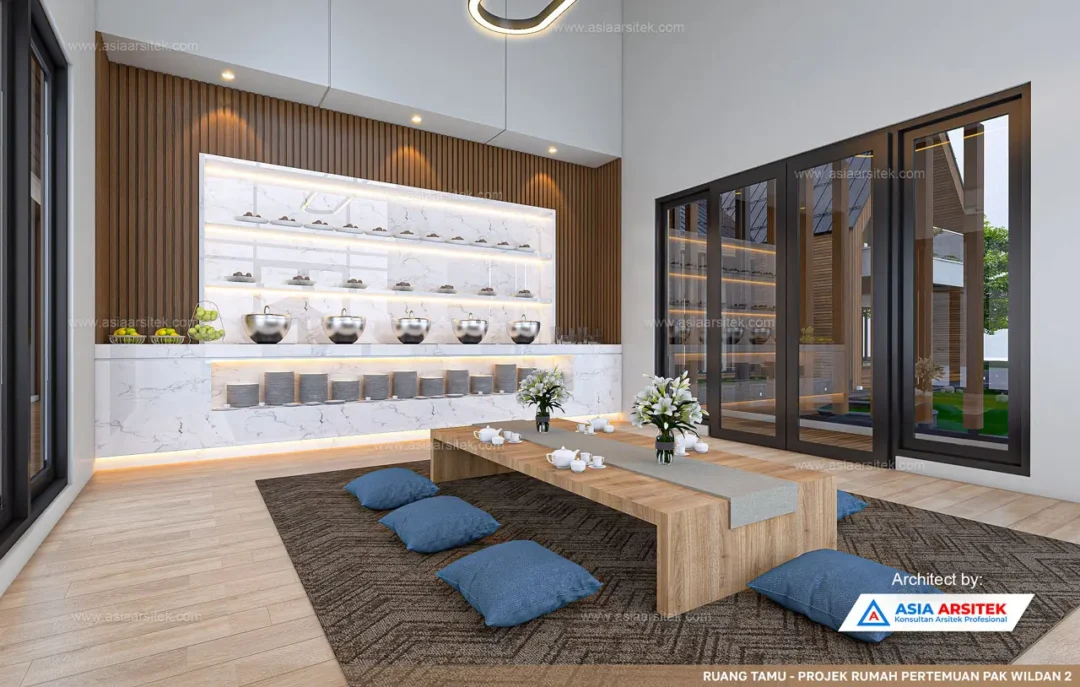Jasa Arsitek Desain Rumah Pertemuan Scandinavian 2 Lantai di Sukabumi Ruang Lesehan 2